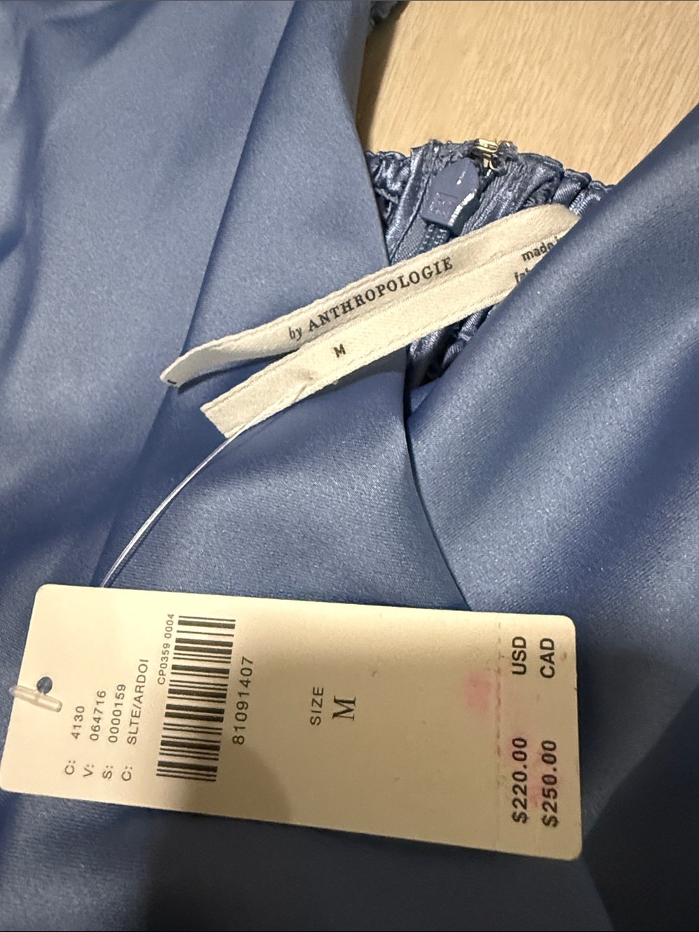 By Anthropologie Light Blue Satin Sweetheart Midi Slit Dress - Picture 5 of 14